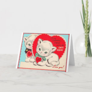 Vintage Valentine Cats Holiday Card