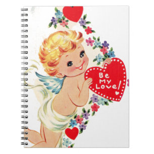 Vintage Valentine Cherub Angel Be My Love Notebook