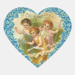 Vintage Valentine Cherub Heart Stickers