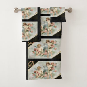 Vintage Valentine Cherubs Bath Towel Set