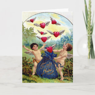 Vintage Valentine Cherubs Holiday Card