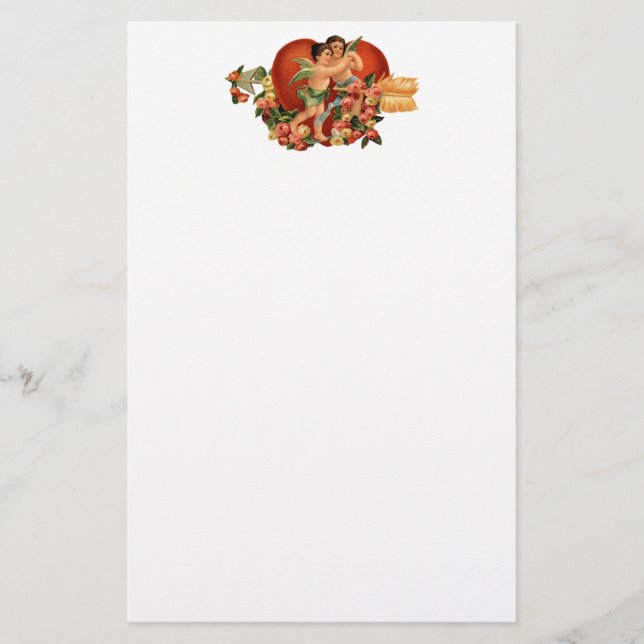 Vintage Valentine Cherubs Stationery (Front)