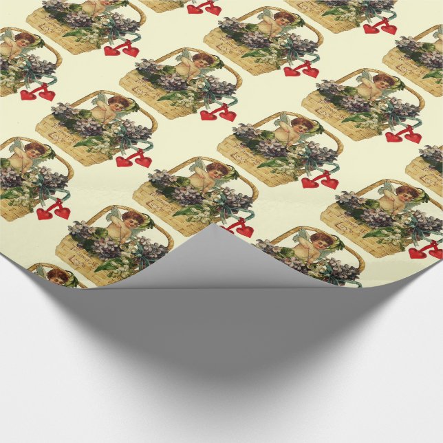 Vintage Valentine Cherubs Wrapping Paper (Corner)