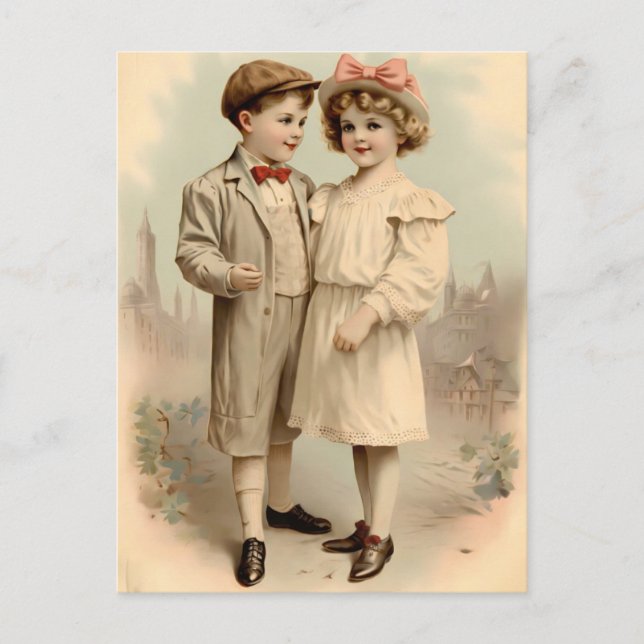 Vintage Valentine Children Postcard  (Front)
