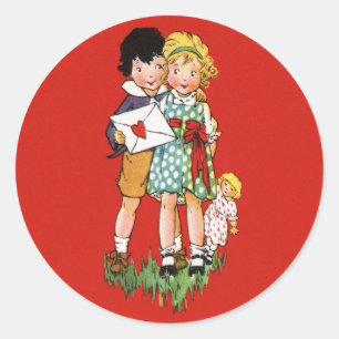 Vintage Valentine Classic Round Sticker