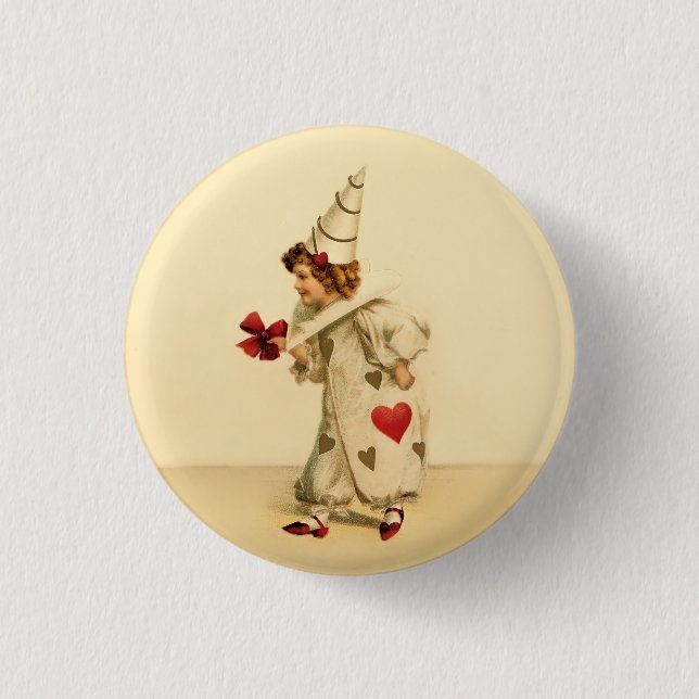 Vintage Valentine Clown 3 Cm Round Badge (Front)