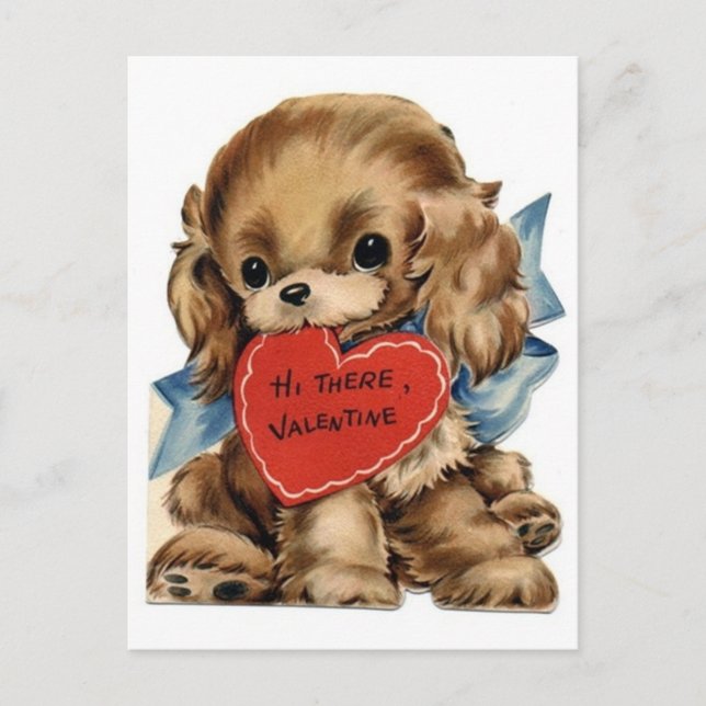 Vintage Valentine Cocker Spaniel Holiday Postcard (Front)
