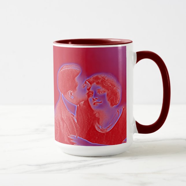 Vintage Valentine Couple in Red Mug (Right)