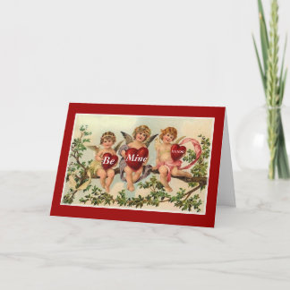 Vintage valentine cuipid, Be, Mine, XXXOO Holiday Card