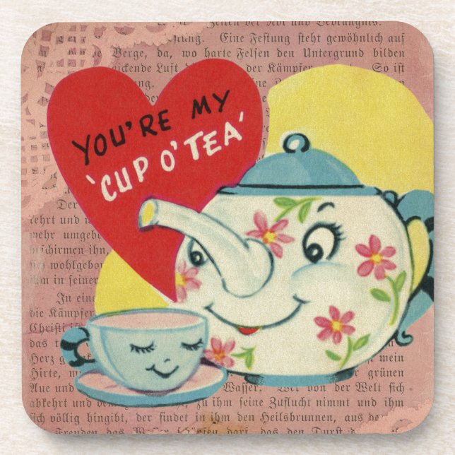 Vintage Valentine Cup of Tea Coaster (Front)