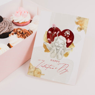 Vintage Valentine Cupid Angel Holiday Card
