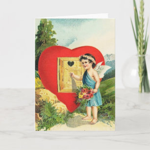Vintage Valentine Cupid at Heart House Holiday Card