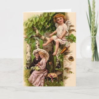 Vintage - Valentine - Cupid & Couple Holiday Card
