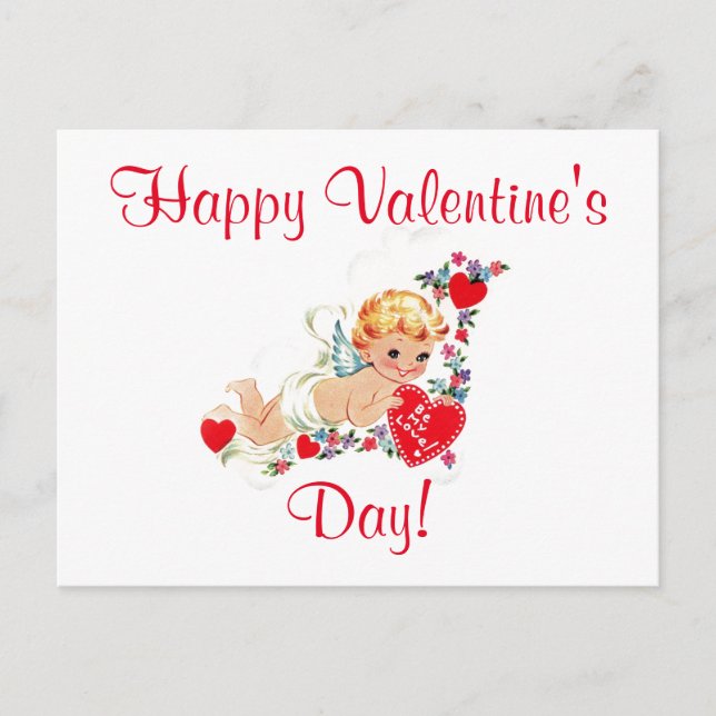 Vintage Valentine Cupid Holiday Postcard (Front)