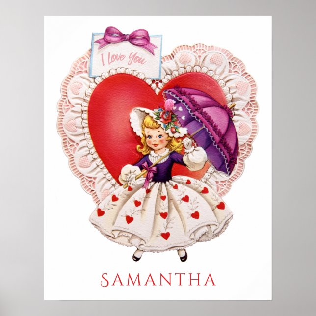 Vintage Valentine custom name poster (Front)