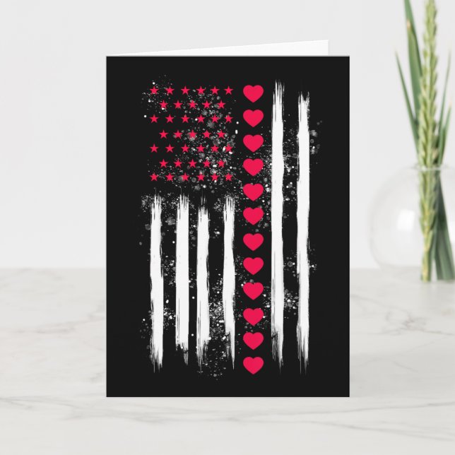 Vintage Valentine Day American Flag Heart Perfect  Card (Front)
