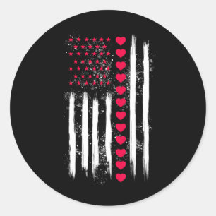 Vintage Valentine Day American Flag Heart Perfect Classic Round Sticker