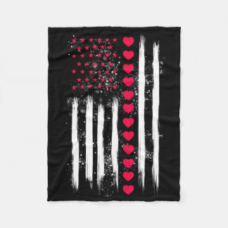 Vintage Valentine Day American Flag Heart Perfect  Fleece Blanket