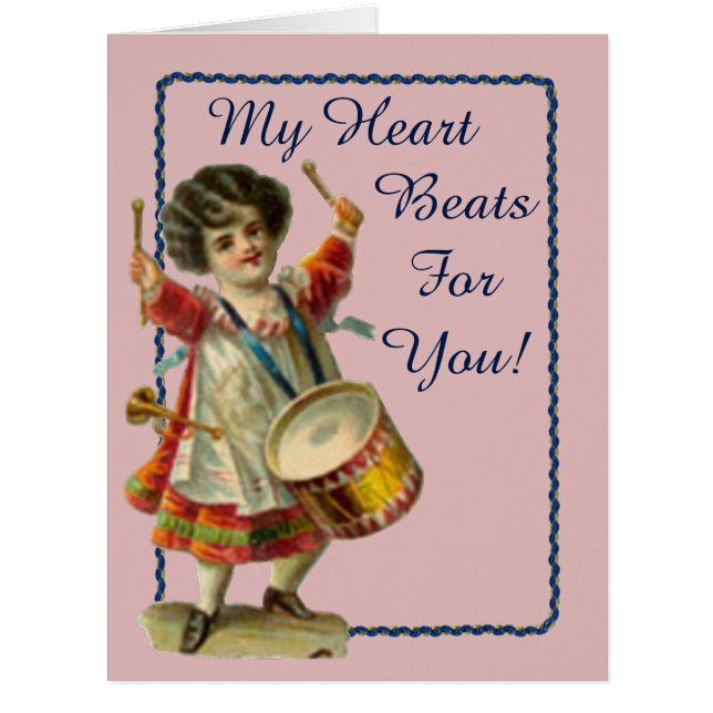 Vintage Valentine Drummer Girl (Front)