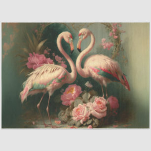 Vintage Valentine flamingos Tissue Paper