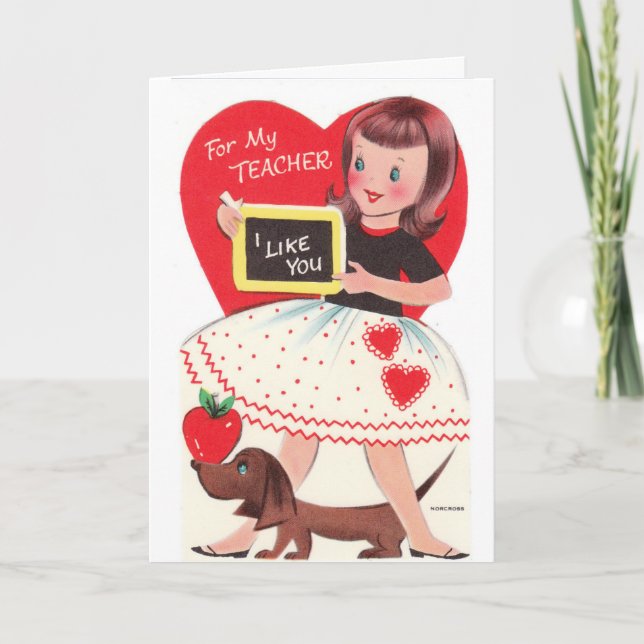 Vintage Valentine - For My Teacher, Holiday Card (Front)