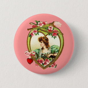 Vintage Valentine Heart 6 Cm Round Badge