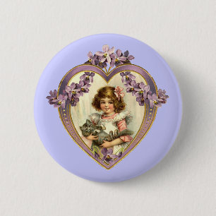 Vintage Valentine Heart 6 Cm Round Badge