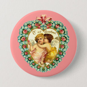 Vintage Valentine Heart 7.5 Cm Round Badge