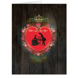 Vintage Valentine Heart - Greeting Card