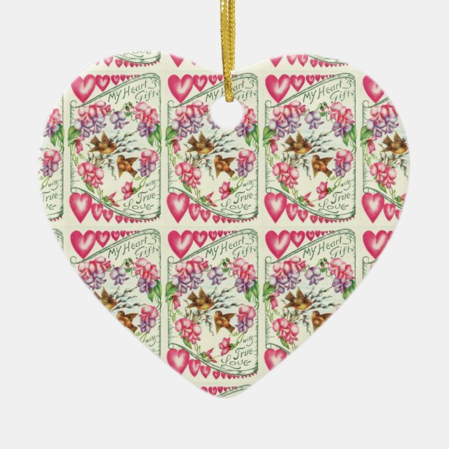 Vintage Valentine Heart Ornament (Front)