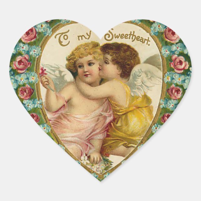 Vintage Valentine Heart Sticker (Front)