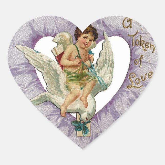 Vintage Valentine Heart Sticker (Front)