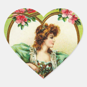 Vintage Valentine Heart Sticker