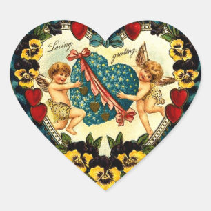 Vintage Valentine Heart Sticker