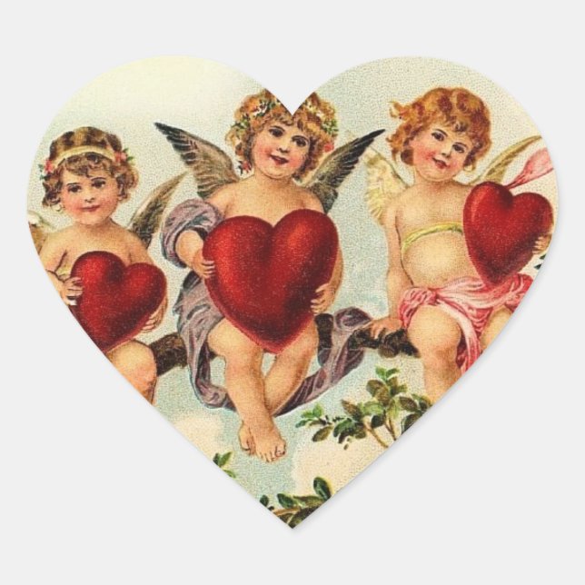 Vintage Valentine Heart Sticker (Front)