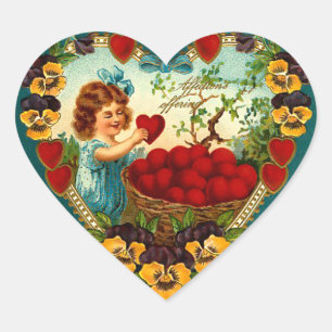 Vintage Valentine Heart Sticker
