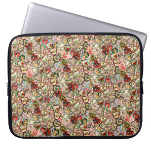 Vintage Valentine Hearts Laptop Sleeve