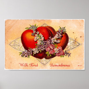 Vintage Valentine Hearts Poster