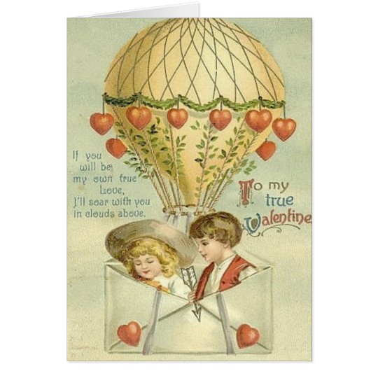 Vintage Valentine Hot Air Balloon Card