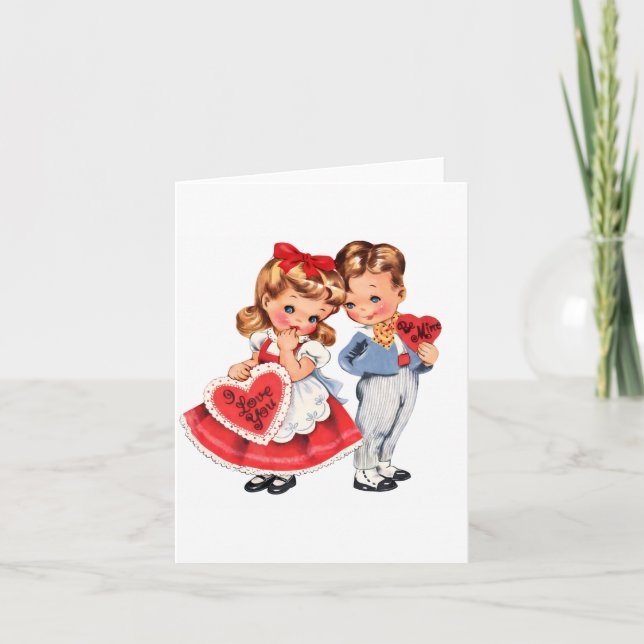 Vintage Valentine Kids Folded Greeting Card  (Front)