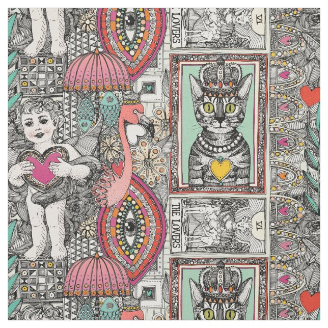 vintage valentine kitsch fabric (Swatch)