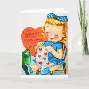 Vintage Valentine Knitting Holiday Card