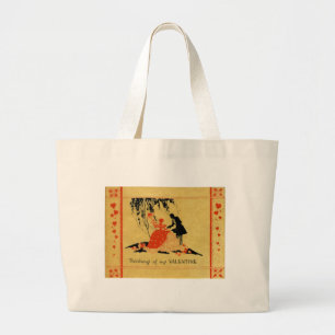 Vintage Valentine Large Tote Bag