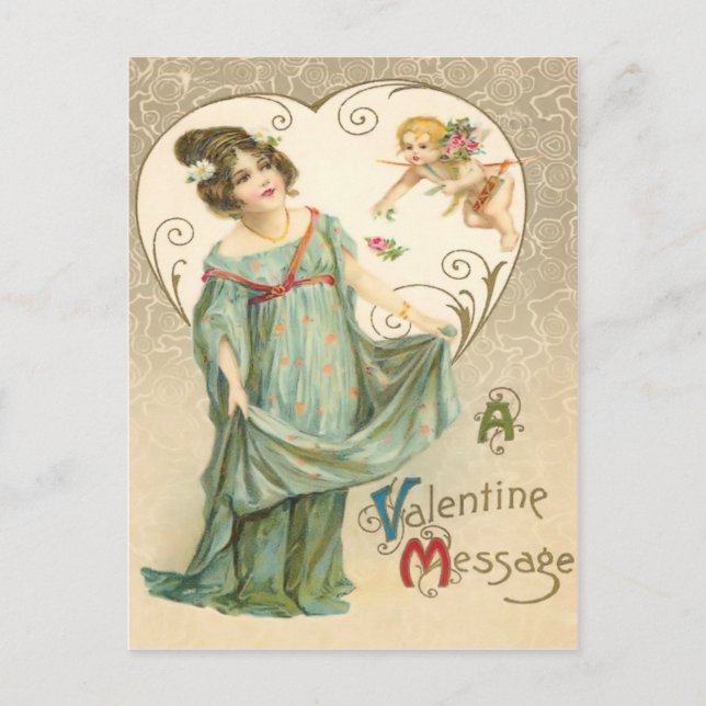 Vintage Valentine Message Postcard (Front)