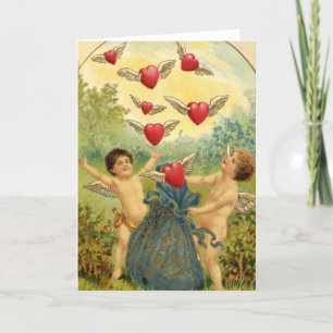 Vintage Valentine My Love Cherubs Holiday Card