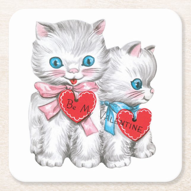 Vintage Valentine paper coasters (Front)