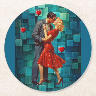VINTAGE VALENTINE PASSION ROUND PAPER COASTER