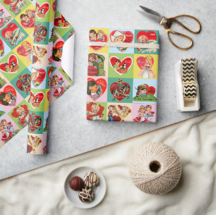 Vintage Valentine Patchwork Wrapping Paper