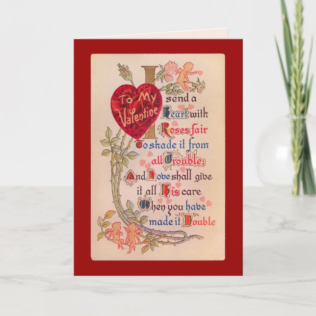Vintage Valentine Poem Greeting Card (Front)