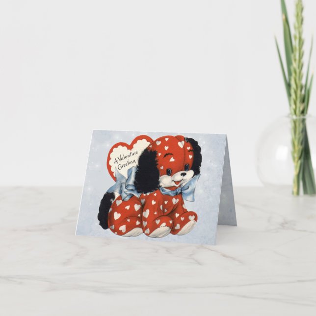 Vintage Valentine Puppy Card for Kids (Front)